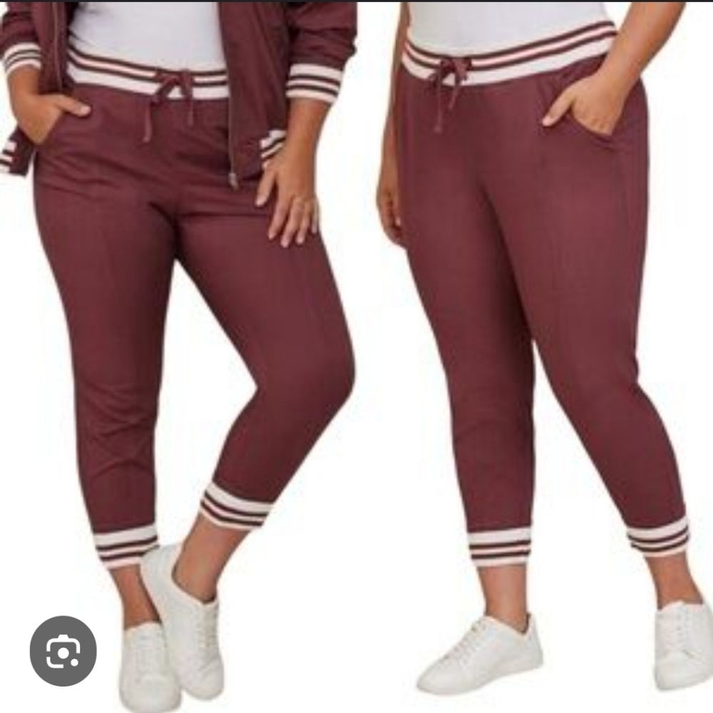 torrid Wine Jogger Pants with Striped Rib Cuffs